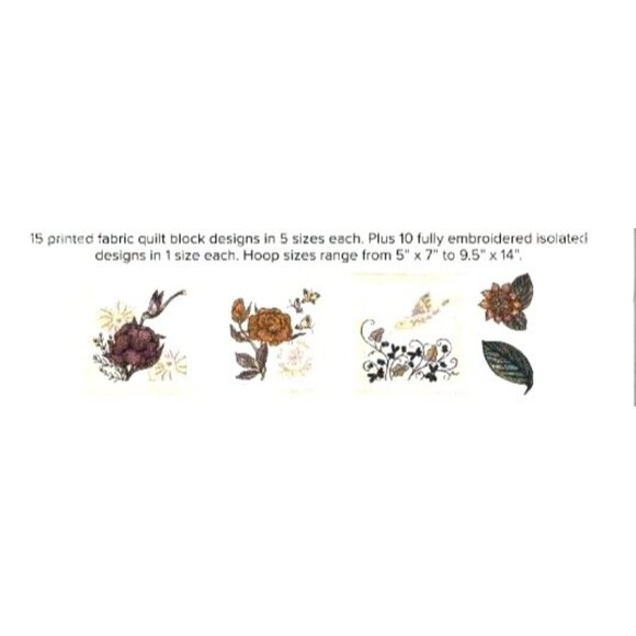 Anita Goodesign Embroidery Flourishing Flowers Quilting Collection 5-14" hoop - Picture 7 of 12